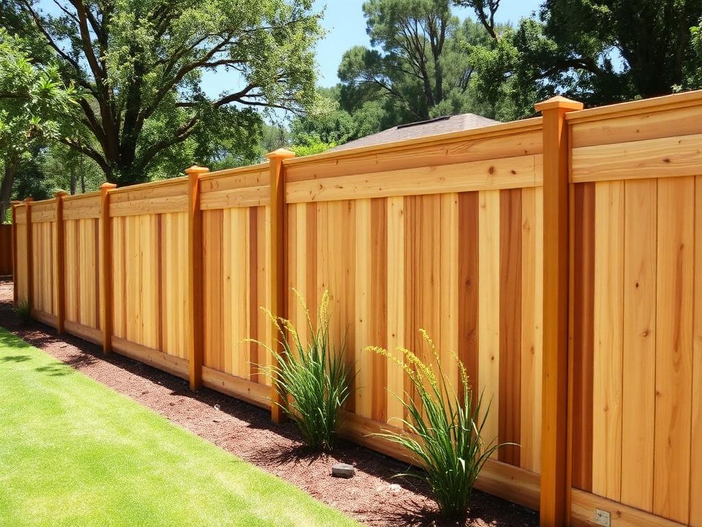 New cedar privacy fence installation