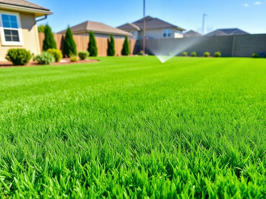 Freshly installed lush green sod lawn